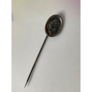 Antique 1910's Silver-Plated Cameo Gibson Girl Profile Stick/hat Pin